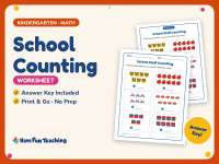 School Counting Worksheet – Kindergarten Math Practice + Answer Key preview