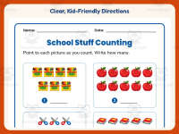 School Counting Worksheet – Kindergarten Math Practice + Answer Key preview 4