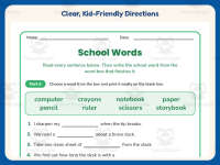 School Words Fill in the Blank Worksheet – 2nd Grade Back to School preview 4