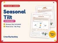Seasonal Tilt Worksheet – 5th Grade Seasons & Space Practice preview