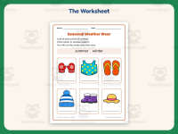 Seasonal Weather Wear Worksheet – 1st Grade Seasons Practice preview 2