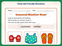 Seasonal Weather Wear Worksheet – 1st Grade Seasons Practice preview 4