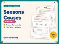 Seasons Causes Worksheet – 4th Grade Solar System & Space Practice preview