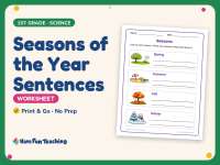 Seasons of the Year Sentences Worksheet – 1st Grade Science Practice preview