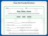 See Saw Sees Worksheet – 2nd Grade Verbs Practice + Answer Key preview 4