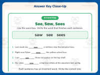See Saw Sees Worksheet – 2nd Grade Verbs Practice + Answer Key preview 7