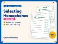 Selecting Homophones Worksheet – 2nd Grade Grammar Practice preview