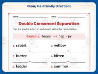 Separating Double Consonants Worksheet – 2nd Grade Syllables Practice preview 4