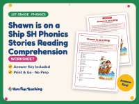 Shawn is on a Ship SH Phonics Stories Reading Worksheet – 1st Grade preview