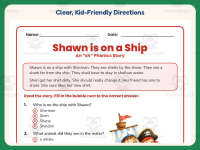 Shawn is on a Ship SH Phonics Stories Reading Worksheet – 1st Grade preview 4