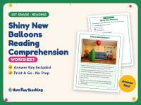 Shiny New Balloons Reading Comprehension Worksheet – 1st Grade preview