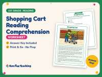 Shopping Cart Reading Comprehension Worksheet – 1st Grade Practice preview
