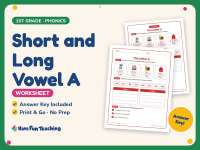 Short and Long Vowel A Worksheet – 1st Grade Vowels Practice preview