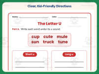 Short and Long Vowel U Worksheet – 1st Grade Vowels Practice preview 4