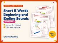 Short E Words Beginning and Ending Sounds Worksheet – Kindergarten CVC preview