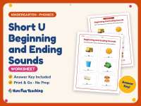 Short U Beginning and Ending Sounds Worksheet – Kindergarten CVC preview