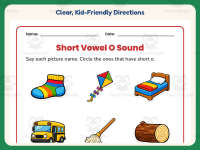 Short Vowel O Worksheet – 1st Grade Alphabet & Short Vowels Practice preview 4