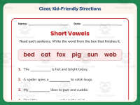 Short Vowels Fill in the Blank Worksheet – 1st Grade Phonics Practice preview 4