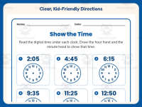 Show the Time Worksheet – 2nd Grade Clocks & Telling Time Practice preview 4