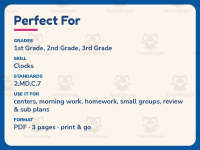 Show the Time Worksheet – 2nd Grade Clocks & Telling Time Practice preview 6