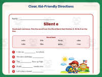 Silent E Fill in the Blanks Worksheet – 1st Grade CVCe & Ending Sounds preview 4