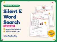 Silent E Word Search Worksheet – 1st Grade Ending Sounds & Vowels preview