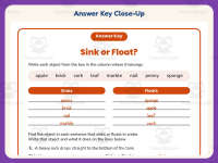 Sink Float Examples Worksheet – 3rd Grade Density & Sink or Float preview 7