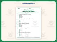 Sister Is Always Talking on the Phone Reading Worksheet – 1st Grade preview 7