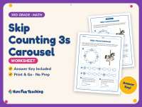 Skip Counting 3s Carousel Worksheet – 3rd Grade Math Practice preview