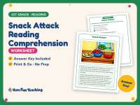 Snack Attack Reading Comprehension Worksheet – 1st Grade Practice preview