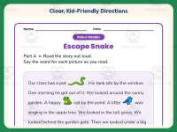 Snake Rebus Worksheet – 1st Grade Animals & Fluency Practice preview 4