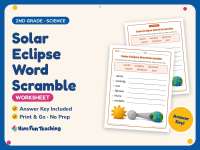 Solar Eclipse Word Scramble Worksheet – 2nd Grade Light & Moon preview
