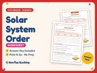 Solar System Order Worksheet – 5th Grade Space Practice + Answer Key preview