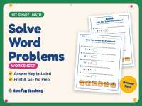 Solve Word Problems Worksheet – 1st Grade Math Practice + Answer Key preview