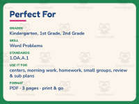 Solve Word Problems Worksheet – 1st Grade Math Practice + Answer Key preview 6