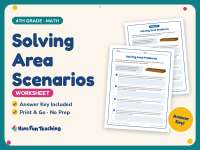 Solving Area Scenarios Worksheet – 4th Grade Geometry & Word Problems preview