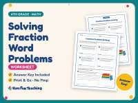 Solving Fraction Word Problems Worksheet – 4th Grade Fractions preview