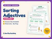 Sorting Adjectives Worksheet – 3rd Grade Grammar Practice + Answer Key preview