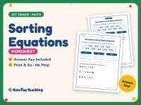Sorting Equations Worksheet – 1st Grade Addition Practice + Answer Key preview