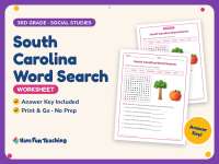 South Carolina Word Search Worksheet – 3rd Grade States Practice preview