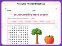 South Carolina Word Search Worksheet – 3rd Grade States Practice preview 4