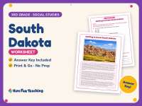 South Dakota Worksheet – 3rd Grade States Practice + Answer Key preview