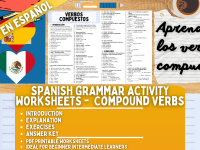 Spanish Grammar Activity Worksheets - Compound Verbs - Spanish Only preview
