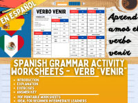 Spanish Grammar Activity Worksheets - Verb Venir - Spanish Only preview