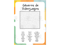 Spansh Video Game Genres Word Scramble & Word Search Puzzle preview