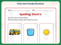 Spelling Short U Worksheet – 1st Grade Short Vowels Practice preview 4