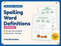 Spelling Word Definitions Worksheet – 2nd Grade Grammar Practice preview