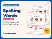 Spelling Words Worksheet – 2nd Grade Consonants & Digraphs Practice preview
