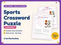Sports Crossword Puzzle Worksheet – 3rd Grade Social Studies Practice preview