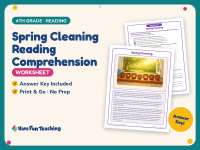 Spring Cleaning Reading Comprehension Worksheet – 4th Grade Practice preview